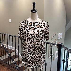 H&M Leopard Print Short Sleeve Blouse